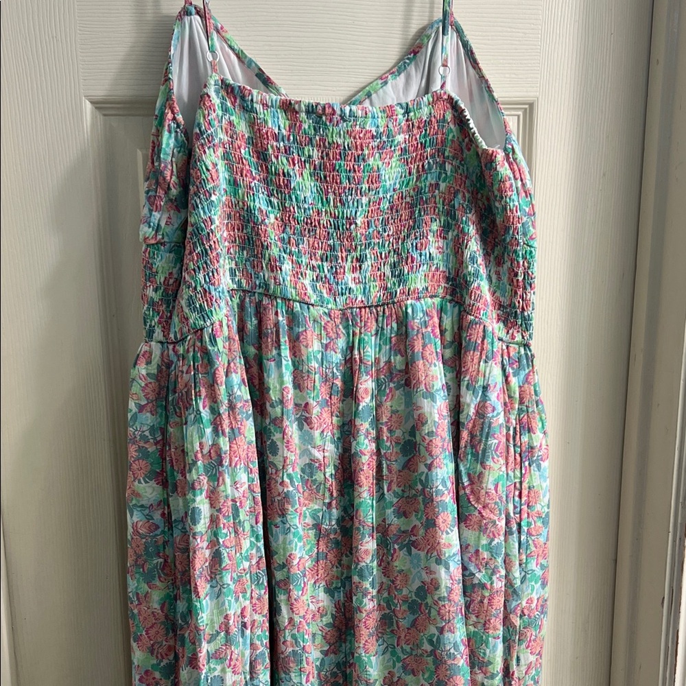 American Eagle Outfitters Maxi Dress Women XL Floral Pink and Green - Picture 7 of 10